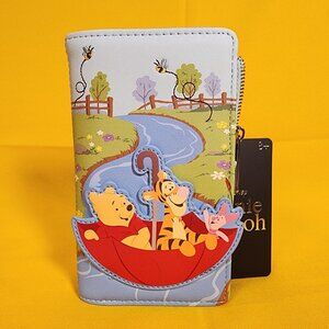 Loungefly Disney Winnie the Pooh Umbrella Scene Rainy Day Flap Wallet NEW